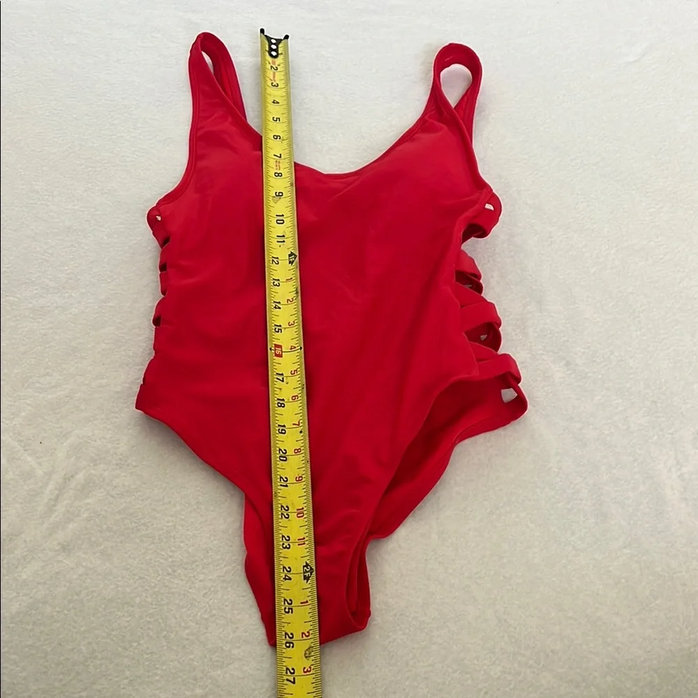 Classic Red One-Piece Swimsuit with Side Strap Detail
